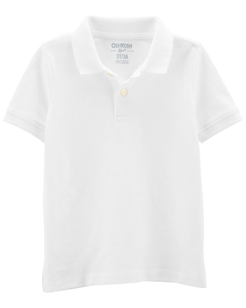 Toddler White Piqué Polo Shirt, image 1 of 1 slides