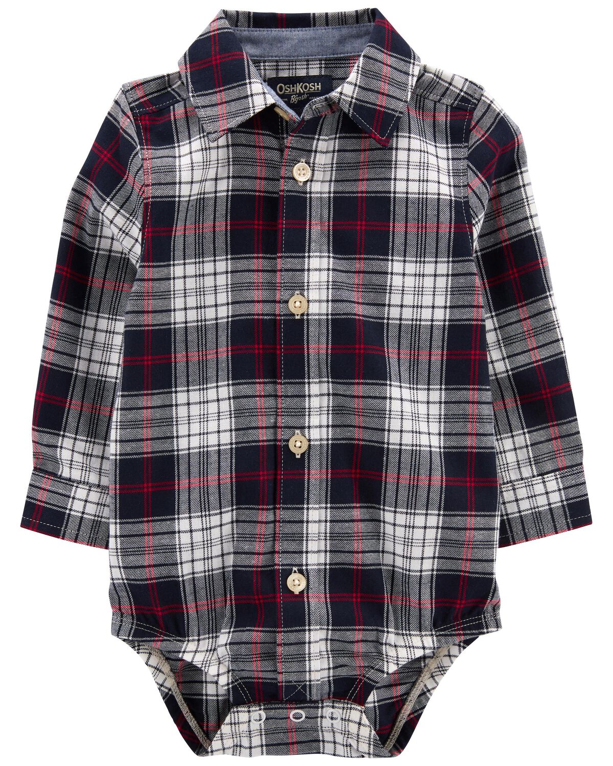 Gray Plaid Baby Family Matching Soft Twill ButtonFront Bodysuit