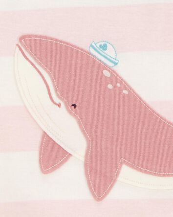 Baby Whale Print Snug Fit Cotton 4-Piece Pajamas