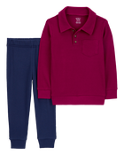 Toddler 2-Piece Long-Sleeve Thermal Tee & Pull-On Pant Set, image 1 of 3 slides