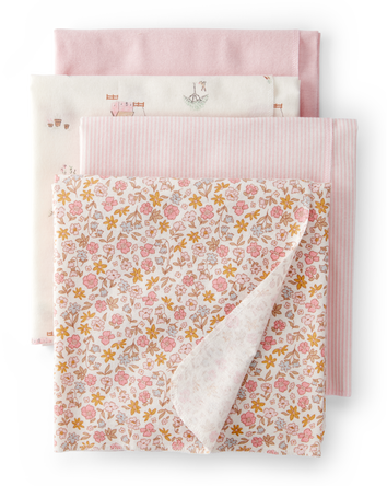 Baby 4-Pack Floral Receiving Blankets - Pink, 