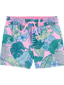 Pink/Green - Toddler Tropical Swim Trunks