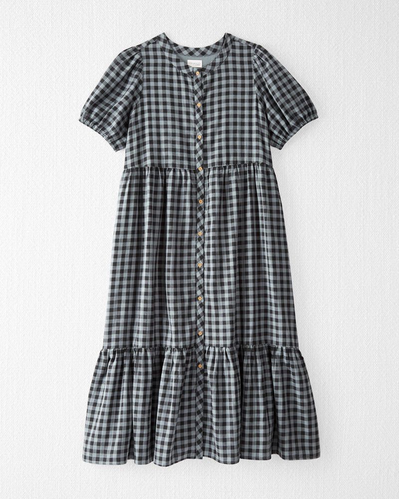 Adult Women's Maternity Plaid Button-Front Relaxed Fit Dress, image 4 of 7 slides