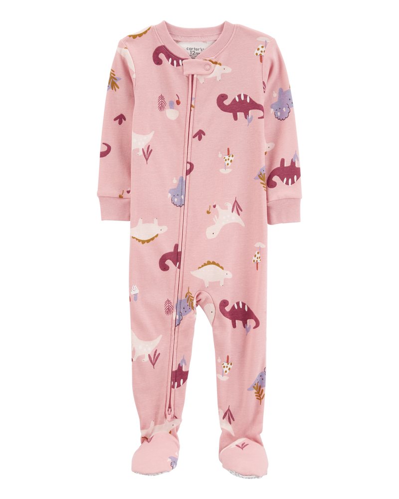 Toddler 1-Piece Dinosaur 100% Snug Fit Cotton Footie Pajamas, image 1 of 4 slides