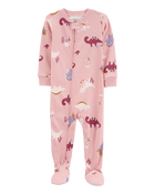 Toddler 1-Piece Dinosaur 100% Snug Fit Cotton Footie Pajamas, image 1 of 4 slides