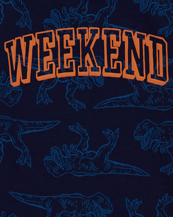 Kid Dino Print Weekend French Terry Pullover, 