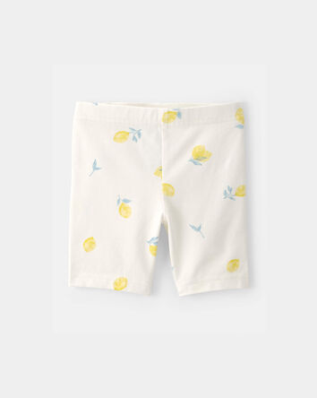 Toddler Girl Lemon Bike Shorts - Cream, 