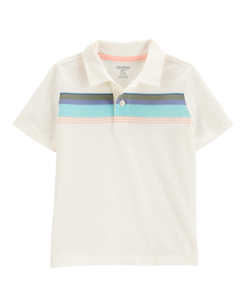 Toddler Striped Short-Sleeve Polo - Cream, image 1 of 3 slides