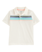 Toddler Striped Short-Sleeve Polo - Cream, image 1 of 3 slides