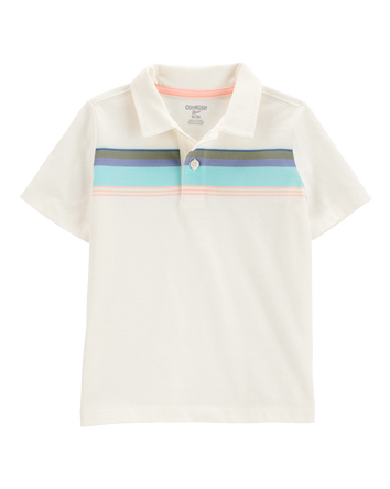 Toddler Striped Short-Sleeve Polo - Cream, 