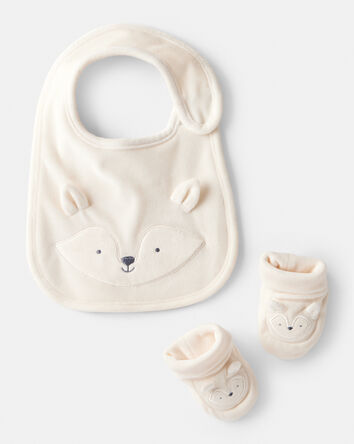 Baby Fox Bib & Booties Gift Set - Cream, 