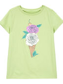 Green - Kid Flower Ice Cream Graphic Tee