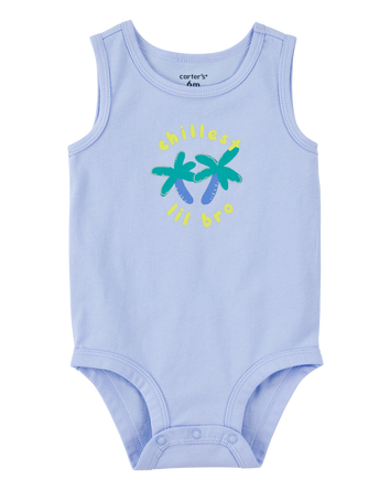 Baby Chillest Lil Bro Sleeveless Bodysuit - Blue, 
