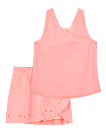 Kid Active Twist Tank & Wrap Skort Set - Coral, 