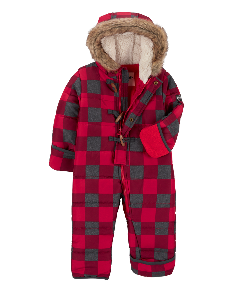 Baby Plaid Sherpa-Lined Snowsuit, image 2 of 3 slides