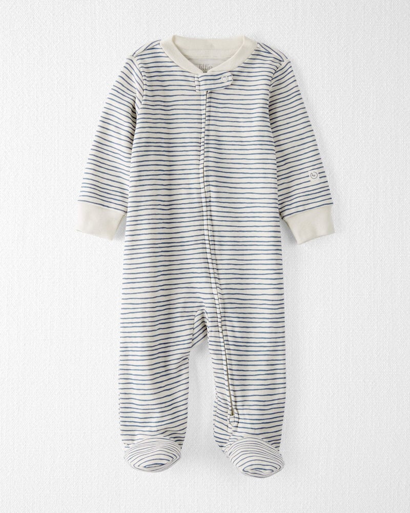 Baby Organic Cotton Sleep & Play Pajamas in Stripes, image 1 of 5 slides