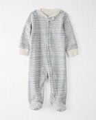 Baby Organic Cotton Sleep & Play Pajamas in Stripes, image 1 of 5 slides