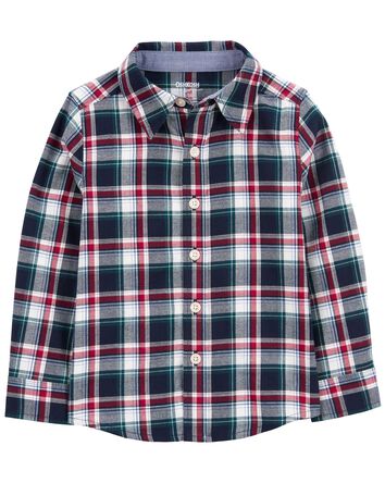 Plaid Button-Front Shirt, 