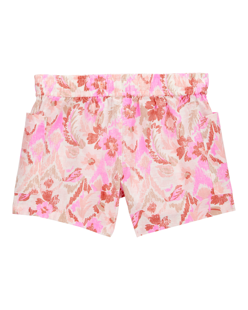 Toddler Floral Print Drawstring Shorts - Pink, image 5 of 7 slides