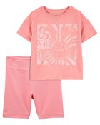 Kid 2-Piece Let the Sun in Boxy-Fit Tee & Ribbed Bike Shorts Set
, image 1 of 4 slides