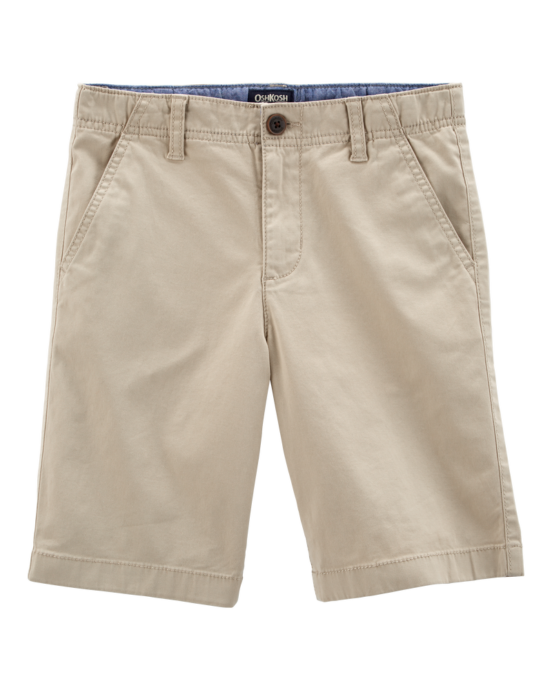 Kid Stretch Chino Uniform Shorts - Khaki, image 1 of 4 slides