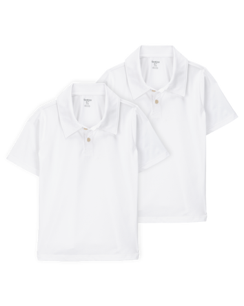 Kid 2-Pack Active Uniform Polo Shirts in Moisture Wicking BeCool™ Fabric - White, 