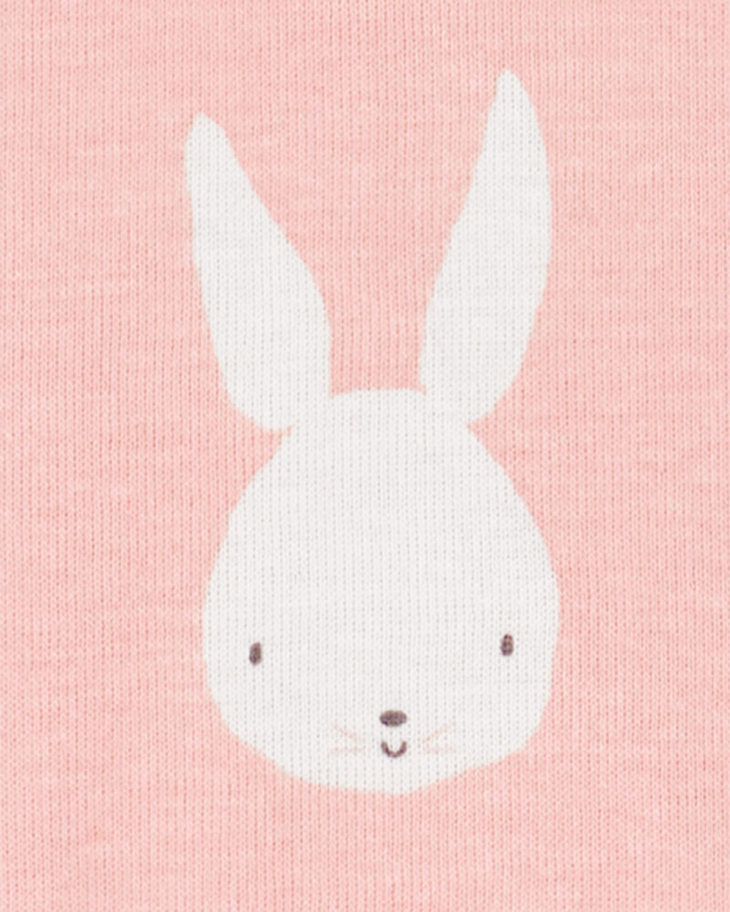 Girls Bunny Print Easter Snug Fit Cotton 2-Piece Pajamas - Pink, image 2 of 3 slides