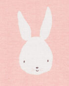Girls Bunny Print Easter Snug Fit Cotton 2-Piece Pajamas - Pink, image 2 of 3 slides