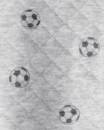 Baby Boy Soccer Quilted Long-Sleeve Hooded Jumpsuit - Black, 