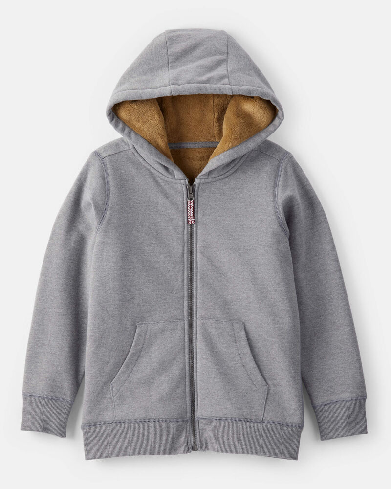 Boys Long-Sleeve Hooded Zip-Up Jacket - Grey, image 1 of 4 slides