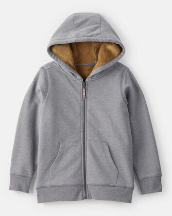 Boys Long-Sleeve Hooded Zip-Up Jacket - Grey, 