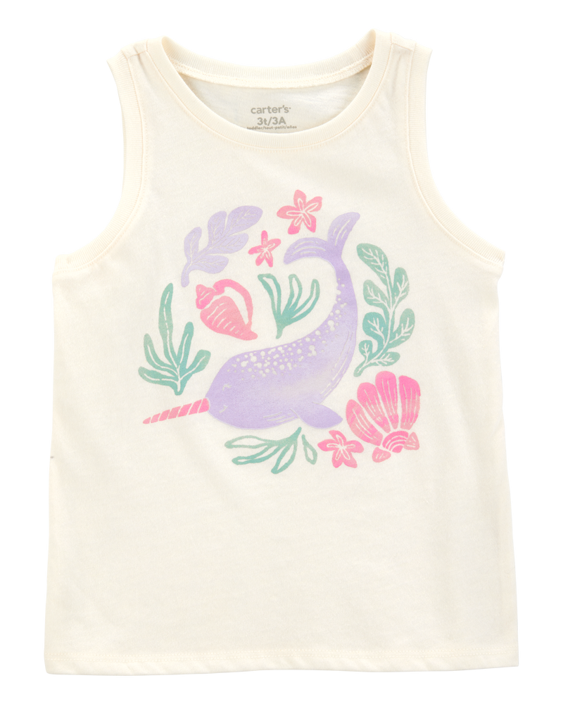 Toddler Narwhal Muscle Tank - Ivory, image 1 of 3 slides