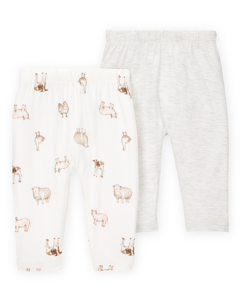 Baby Girl 2-Pack PurelySoft Pull-On Pants - Grey/Ivory, image 1 of 5 slides