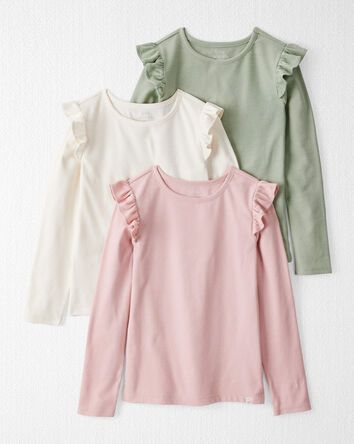 Girls 3-Pack Organic Cotton Ribbed Tees, 