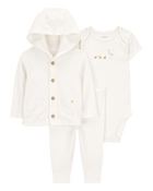 Baby 3-Piece Chick Little Cardigan Set - Ivory, image 1 of 4 slides
