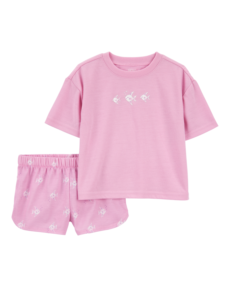 Toddler 4-Piece Loose Fit Pajamas - Pink/Purple, image 4 of 5 slides