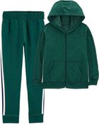 Kid 2-Piece Zip-Up Fleece Hoodie & Pants Set, image 1 of 7 slides