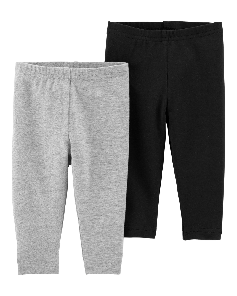 Baby 2-Pack Black & Grey Leggings, image 1 of 2 slides