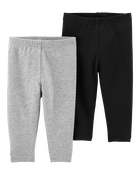 Baby 2-Pack Black & Grey Leggings, image 1 of 2 slides