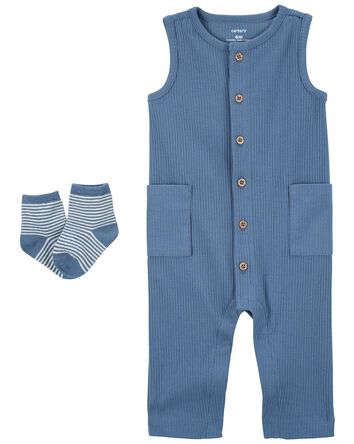 Baby 2-Piece Jumpsuit & Socks Set, 