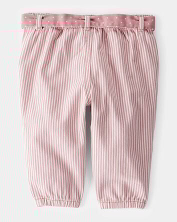 Baby Vintage Inspired Twill Striped & Polka Dot Pants - Pink, 