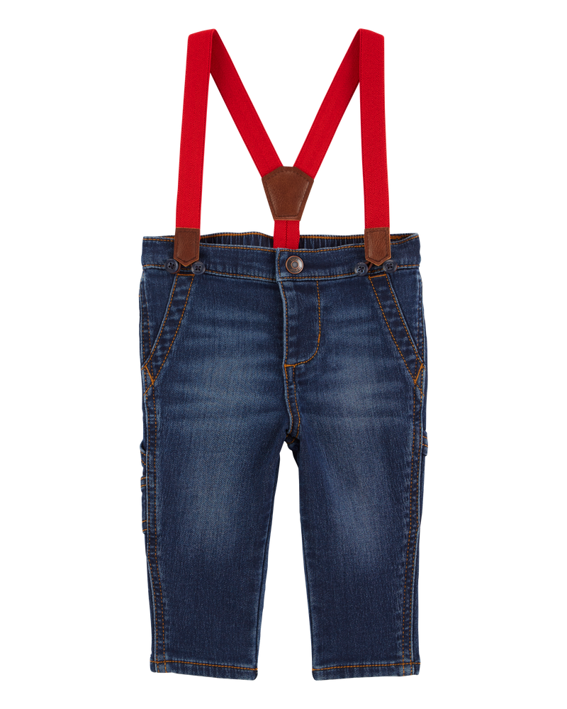 Baby Knit Denim Suspender Jeans, image 1 of 5 slides