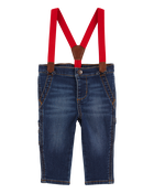 Baby Knit Denim Suspender Jeans, image 1 of 5 slides