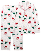 2-Piece Santa Fleece Coat Style Pajamas, image 1 of 4 slides