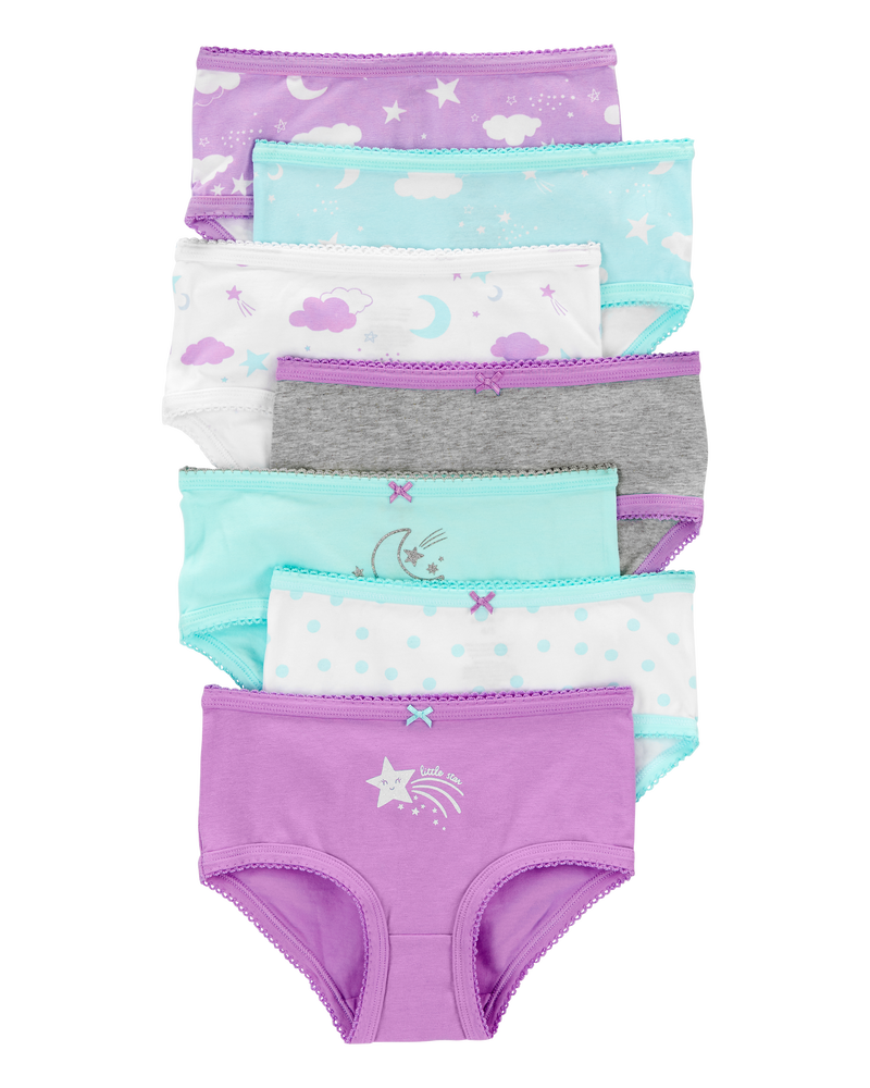Kid 7-Pack Star and Moon Brief Stretch Cotton Underwear, image 1 of 2 slides