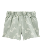 Kid Butterfly Print Pull-On French Terry Shorts - Green, image 2 of 4 slides