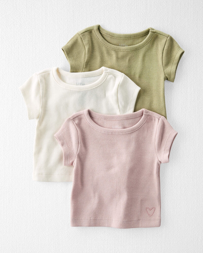 Baby 3-Pack Organic Cotton Rib Snug-Fit T-Shirts, image 1 of 4 slides