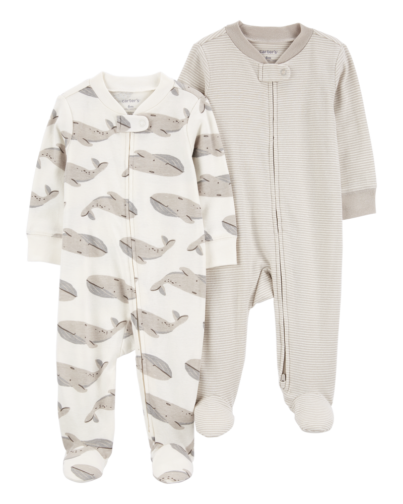 Baby 2-Pack 2-Way Zip Sleep & Play Pajamas, image 1 of 5 slides