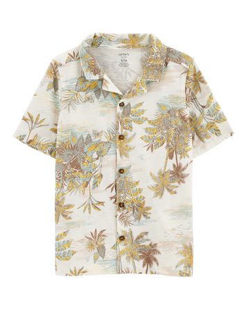 Kid 2-Piece Palm Tree Button-Down Shirt & Shorts Set, 