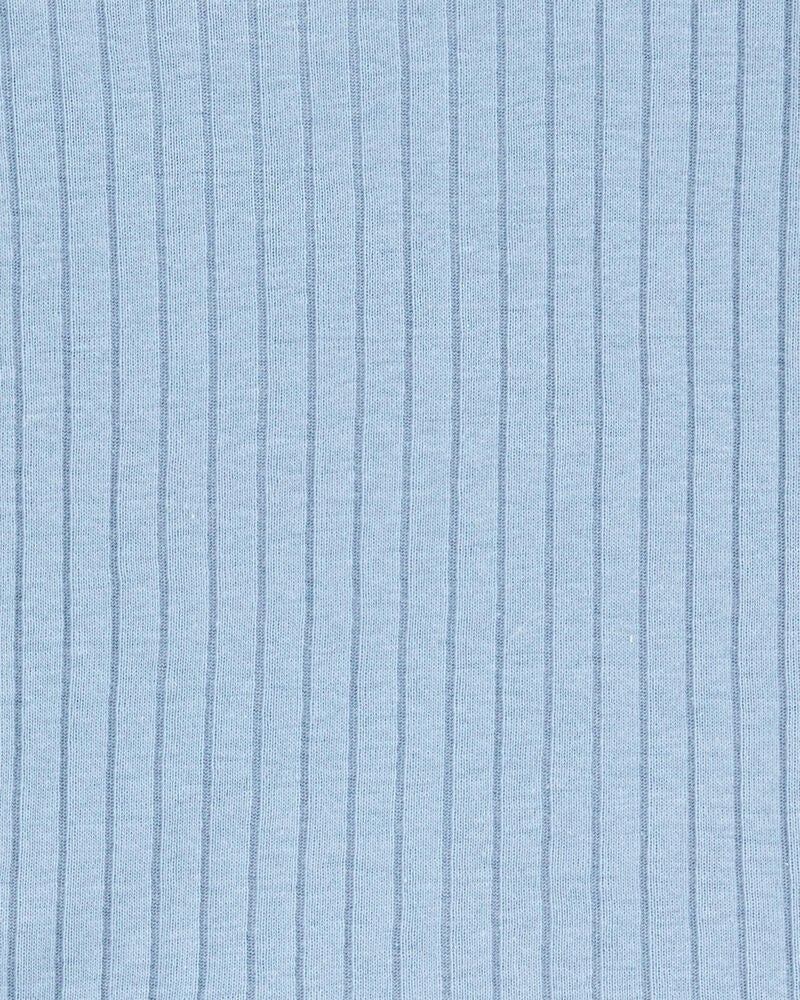 Toddler Solid Ribbed Cotton Blend 2-Piece Pajamas - Blue, image 2 of 3 slides